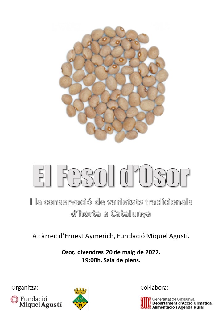 FMAoficial's tweet photo. 🌱 Coneix el Fesol d'Osor!

Et convidem a la xerrada que organitzem sobre el Fesol d'Osor i la conservació de varietats tradicionals d'horta a Catalunya.

🕠 19h
📅 20 de maig
📌 Sala de plens (Osor, Selva)

Us esperem! https://t.co/gUtbtWWsdC
