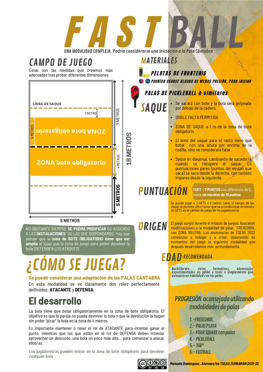 Os presentamos una nueva propuesta de deporte de palas  el 🎾🎾 FASTBALL 🎾🎾. Esperamos que vuestro alumnado lo disfrute. 
Modalidad compleja, rápida y que requiere de una gran habilidad. #edufis #tseas