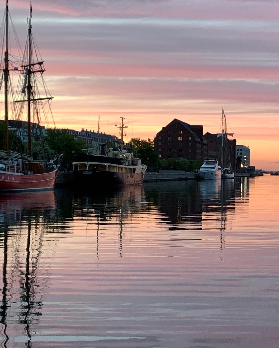 Pink sky over Copenhagen- more inspiration! Love how the subtle colors blend! #naturespaintbox #pinksunset #harborsunset #artistlife #daysend