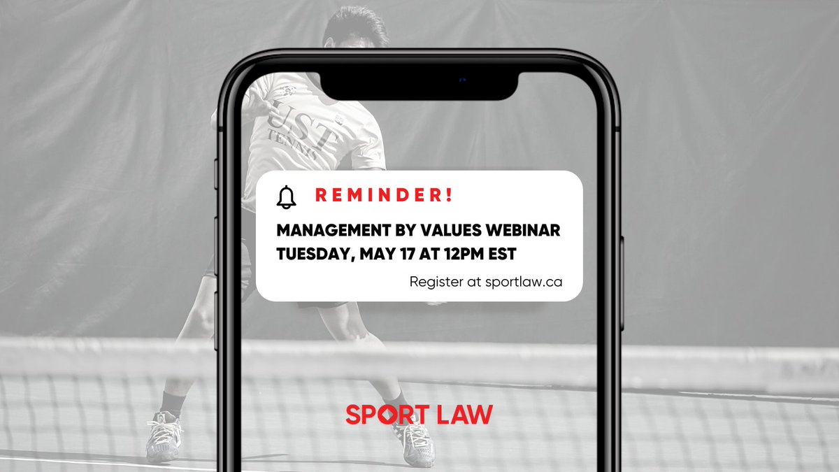 sportlawca's tweet photo. Last chance to join @dblaroche26 tomorrow, Tuesday, May 17, for the #ManagementbyValues Webinar! The 1-hour webinar will briefly introduce the Management by Values philosophy and offer practical solutions to bring your values to life.
Register now: https://t.co/6owdixERJF https://t.co/dYnuXrbshE