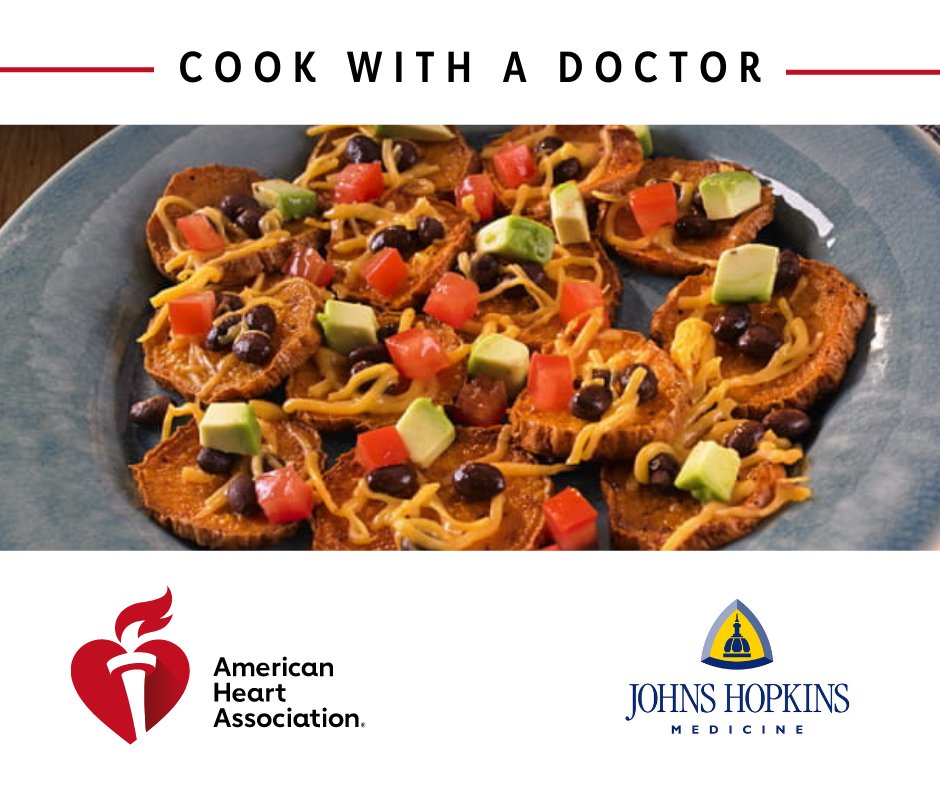 heartmaryland's tweet photo. Craving nachos but still want to be healthy? Tonight we're making Sweet Potato Nachos at the #SimpleCookingWithHeart Kitchen with @DrAnumMinhas of @HopkinsMedicine. #CookWithADoc
Join us at 6 p.m. on Zoom. Get the recipe and register for FREE here: https://t.co/HnRVKU1Ad4 https://t.co/0kVsTi7pUK