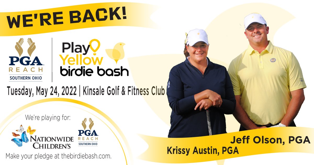 The #PlayYellowBirdieBash countdown continues this week! <a href="/gcofdublin/">Golf Club of Dublin</a>'s Jeff Olson, PGA and Krissy Austin, PGA are BACK! 

Help <a href="/jeffolson78/">Jeff Olson</a> &amp; Krissy raise funds for <a href="/CMNHospitals/">Children's Miracle Network Hospitals</a>' <a href="/nationwidekids/">Nationwide Children's Hospital</a> and @SOPGAREACH  programs like #PGAHOPE here: bit.ly/3P5mYnh