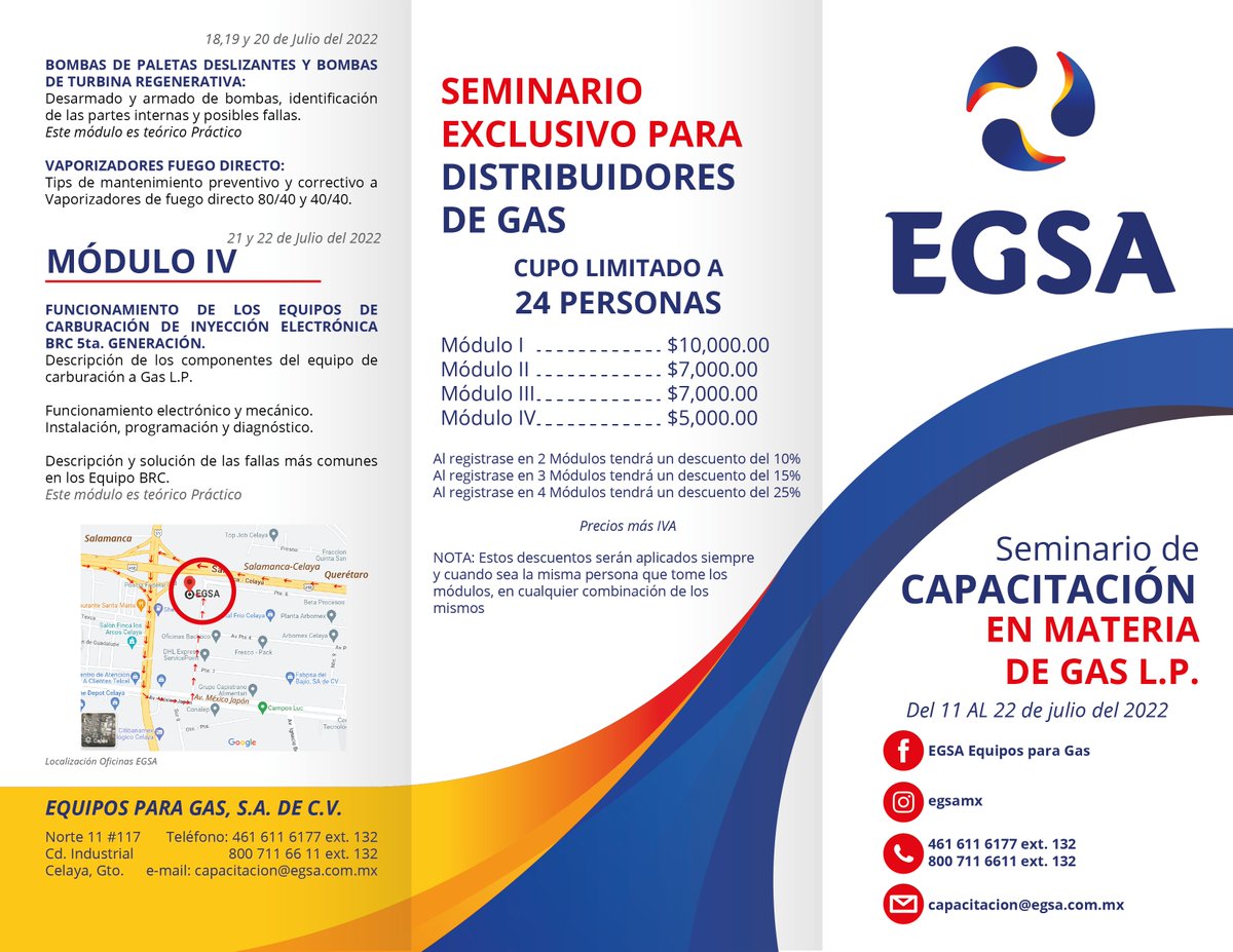 egsamx's tweet photo. Te invitamos al "SEMINARIO DE CAPACITACIÓN EN MATERIA DE GAS L.P."  dirigido a gerentes de plantas y operaciones, jefes de compras y personal de talleres, unidades de verificación e instaladores
Del 11 al 22 de julio 
Cupo limitado a 24 personas
#EGSA https://t.co/rjXfipnesn