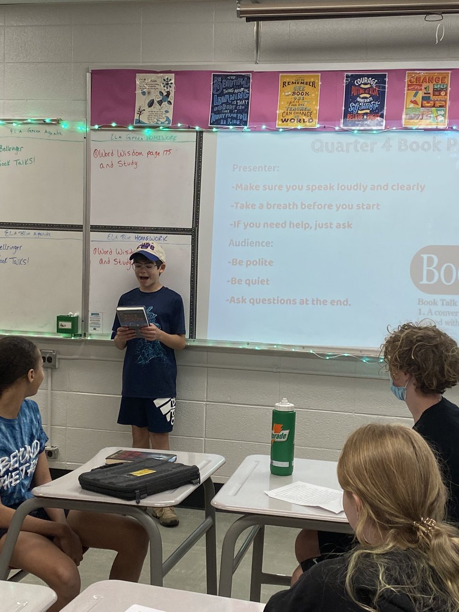 TeachFelsenthal's tweet photo. Over the past couple of days, students have been giving #BookTalks as their final book project of the year. They had to type a script and then memorize it! They all did a wonderful job presenting! #D57Learns #D57Reads #MPEAproud @lincoln_d57 https://t.co/7EqRw9DEDA