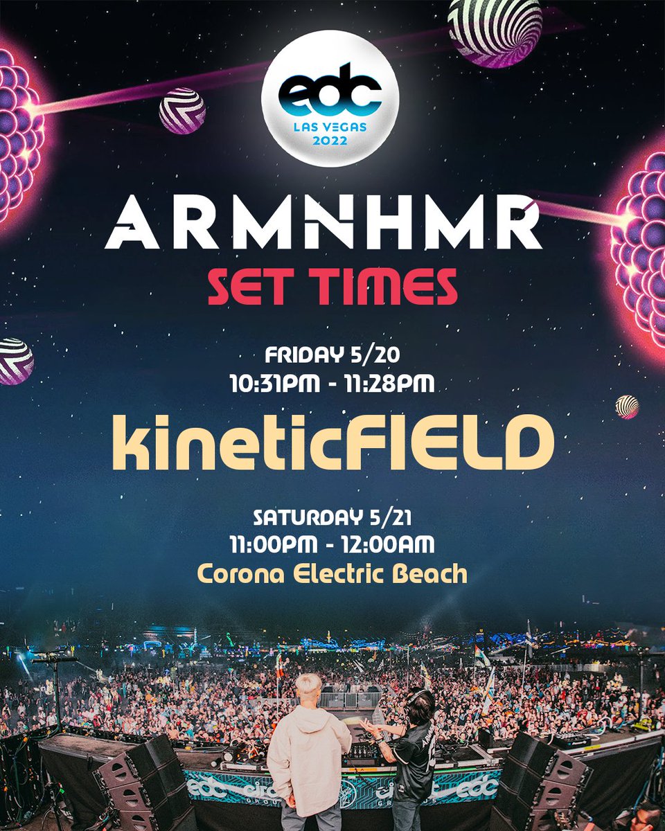 ARMNHMR's tweet image. EDC LAS VEGAS! 
FRI 10:31 PM - 11:28 PM -KINETIC FIELD
SAT 11:00 PM - 12:00 AM - CORONA ELECTRIC BEACH

P.S. Limited Special edition EDC LV jersey only this weekend while supplies last!

RT RT RT RT!!! #EDC #EDCLV