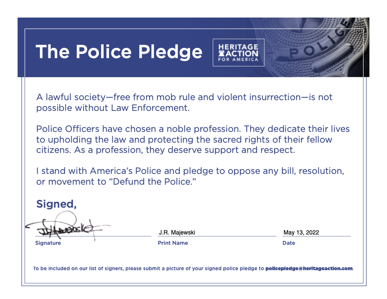 Heritage_Action's tweet photo. Thank you @JRMajewski for signing our #PolicePledge.⬇️
https://t.co/YKBY878iUR https://t.co/wTIUEyP2gv