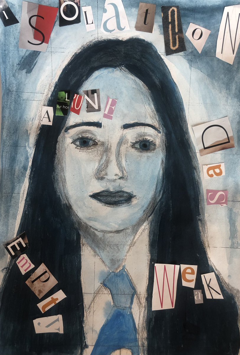 DACAArt's tweet photo. Beautiful work in progress by @DarwenAcademy Year 9 students exploring portraiture and mental health #creativity https://t.co/ioHikWmCXb