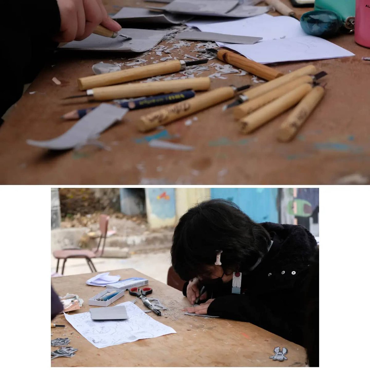 bajvalpo's tweet photo. 💥 La semana pasada finalizó nuestro taller de #Grabado junto a lxs estudiantes del Liceo Técnico de Valparaíso (@somosltv), instancia donde se trabajó en la creación de un fanzine personal bajo la técnica del #Linograbado a cargo de la profesora, Pamela Román. https://t.co/ATswMP6WVz