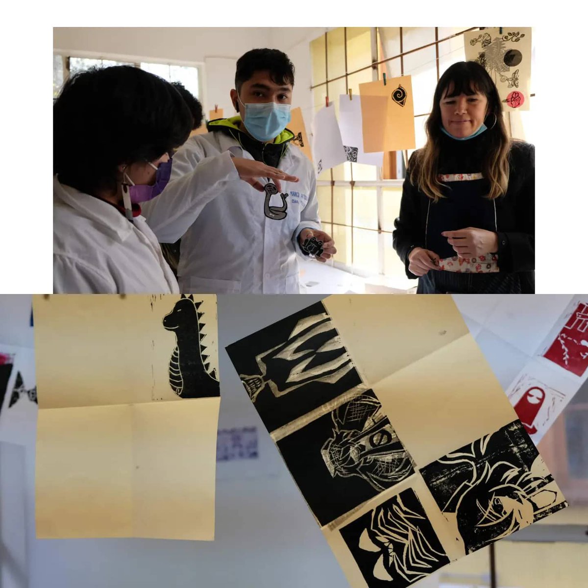 bajvalpo's tweet photo. 💥 La semana pasada finalizó nuestro taller de #Grabado junto a lxs estudiantes del Liceo Técnico de Valparaíso (@somosltv), instancia donde se trabajó en la creación de un fanzine personal bajo la técnica del #Linograbado a cargo de la profesora, Pamela Román. https://t.co/ATswMP6WVz