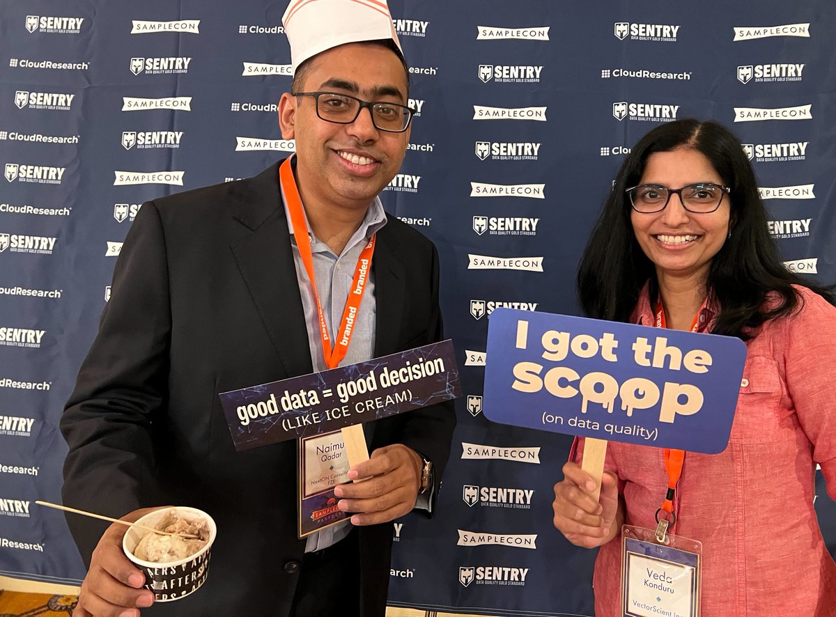 CloudResearch's tweet photo. Come get the scoop at @Samplecon registration! We're scooping up @AftersIceCream and the truth about online #dataquality!
Did we mention we have a selfie booth? We'll be here until 2 pm!
#CloudResearch #SentryMRX #dataquality #onlineresearch https://t.co/1XKkzggRg9