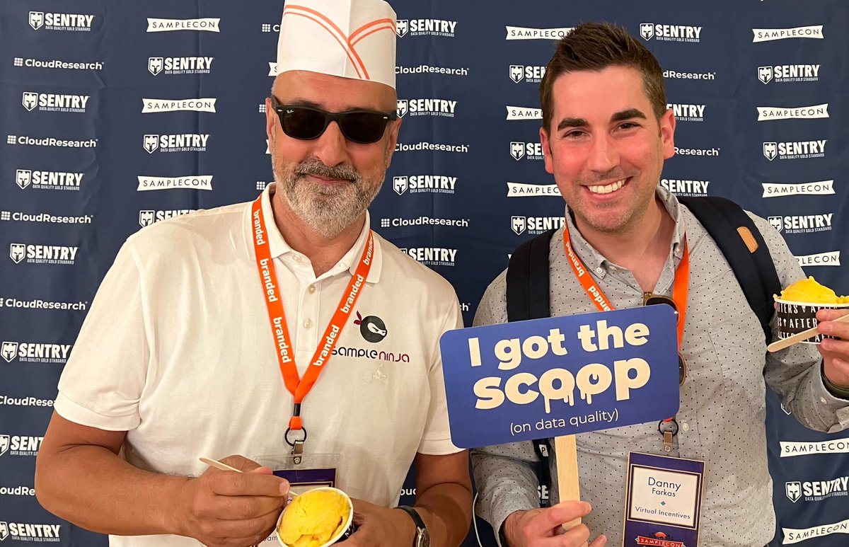 CloudResearch's tweet photo. Come get the scoop at @Samplecon registration! We're scooping up @AftersIceCream and the truth about online #dataquality!
Did we mention we have a selfie booth? We'll be here until 2 pm!
#CloudResearch #SentryMRX #dataquality #onlineresearch https://t.co/1XKkzggRg9