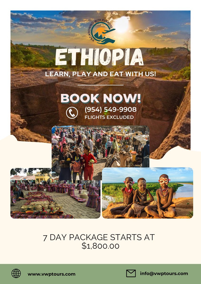 vacaywpurpose's tweet photo. Travel to Ethiopia!

Did you know coffee was originated from Ethiopia? Come join us and explore/learn more amazing things!

#travel #nature #explore #vacation #trip #summer #landscape #happy #ethiopia #vacationwithpurpose #sky #photos #fun https://t.co/qfWr4rd3m5