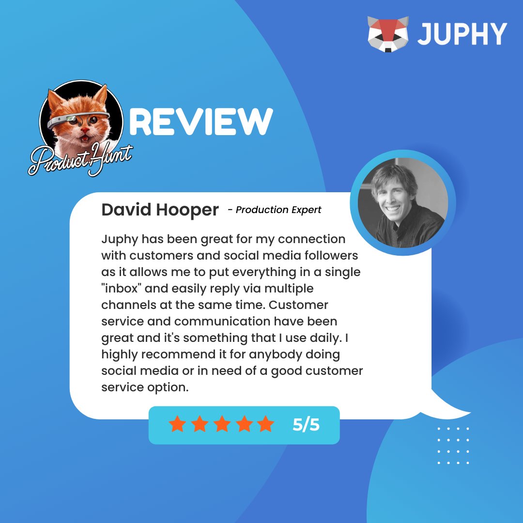 JuphyHQ's tweet photo. We are delighted to share with you all what our customers think about Juphy. 🦊
#customerreviews #producthunt #happycustomer #socialmediacustomerservice #Juphy https://t.co/XLq4gM93Yh