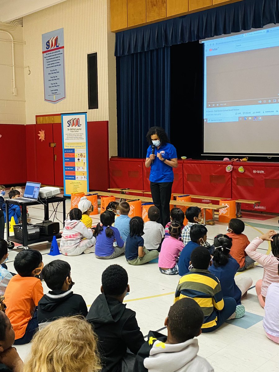 LaurierPs's tweet photo. Our first in-person assembly since 2019! Lightning Leaders and Readers were given awards, the Grade 3/4s astounded us with bucket drumming and we all sang and danced to our school song 🎉⚡️ https://t.co/Gguoz93n4z