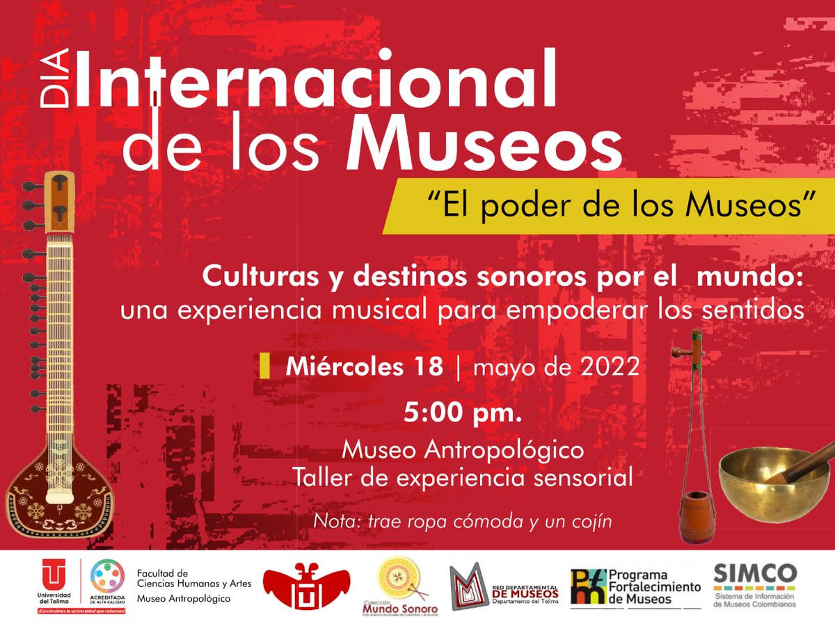 Uni_Tolima's tweet photo. #ViveLaUT | En el marco del día internacional de los museos te invitamos a participar del taller del taller de experiencia sensorial. Inscríbete 👉 https://t.co/mDXYyFdfDA https://t.co/3oZOIS9l0E