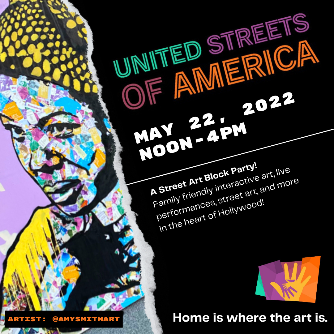 PALHollywood's tweet photo. Come out to the United Streets of America Street Art Block Party this Sunday from 12-4pm There will be art, live performances, a dj, food from 5 delicious Hollywood restaurants! Fun for the entire family!

Its free to get in, but to pre-buy tickets, go to https://www.eventbrite.c https://t.co/KLrGmcSEfD