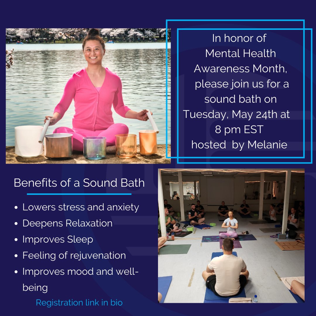 WarriorsAtEase's tweet photo. In observance of Mental Health Awareness Month, WAE supporter, Melanie has graciously volunteered to host a sound bath for the Warriors at Ease community. 

Link below to register. 
https://t.co/G81Roy7p7Q

📸 - @dhazelwood81 

#WAE #mentalhealthawareness  #soundbath #veteran https://t.co/H9jGExnkIK