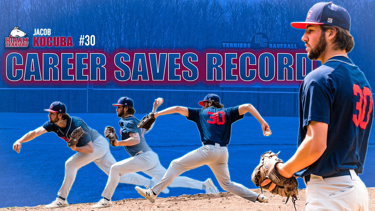 Hiram_Athletics's tweet photo. 🚨 A NEW PROGRAM RECORD 🚨

With his five saves this season, @Hiram_Baseball sophomore RHP Jacob Kocuba tied the single-season record and set a new program record with eight career saves!!!!!

#TerrierNation | #d3baseball | #RingIT🔔 https://t.co/eACE8DHooU