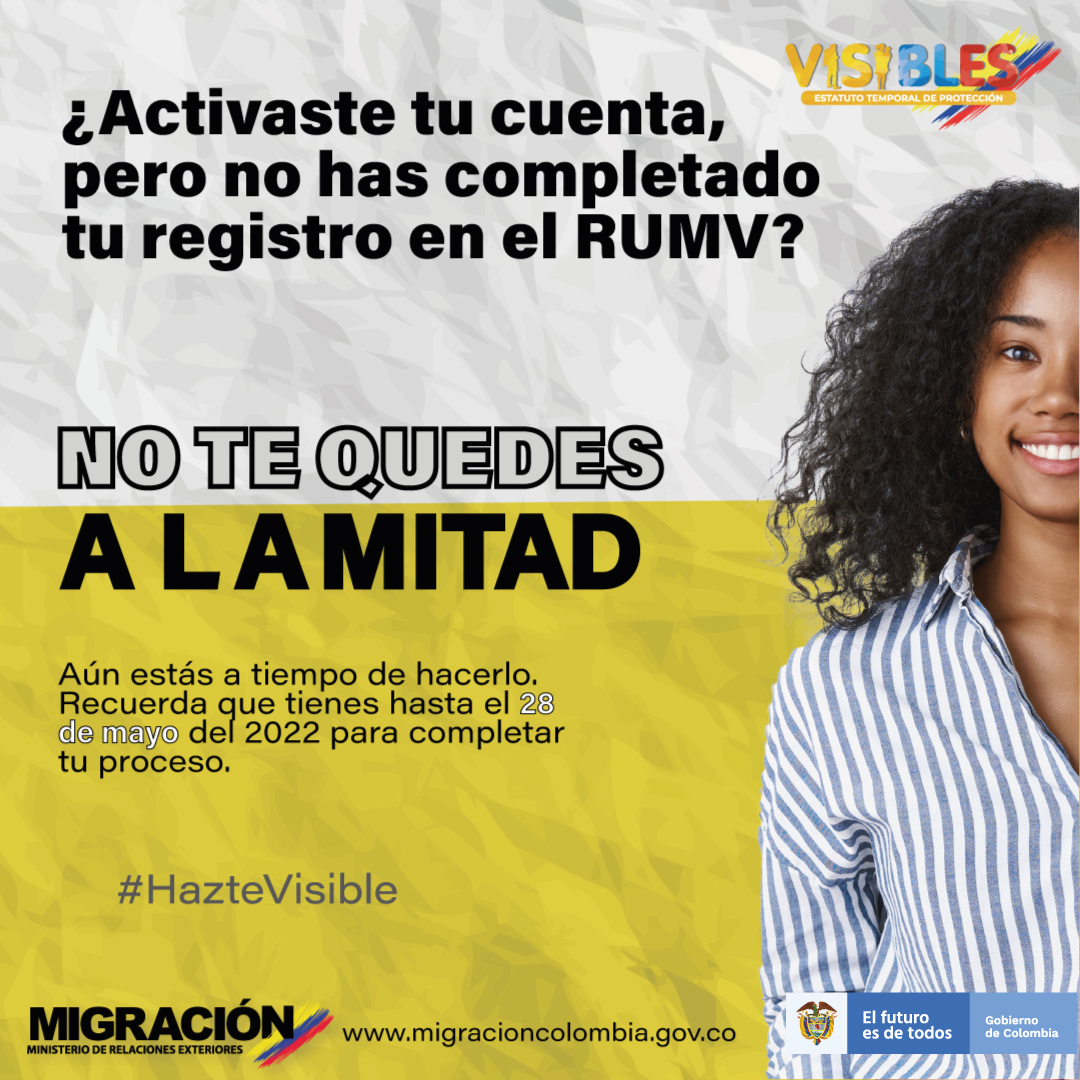 MigracionCol's tweet photo. Cuando te quedas en la mitad del camino corres el riesgo de desaparecer. No lo pienses más, termina tu proceso de registro. #HazteVisible https://t.co/sYcMIOT72h