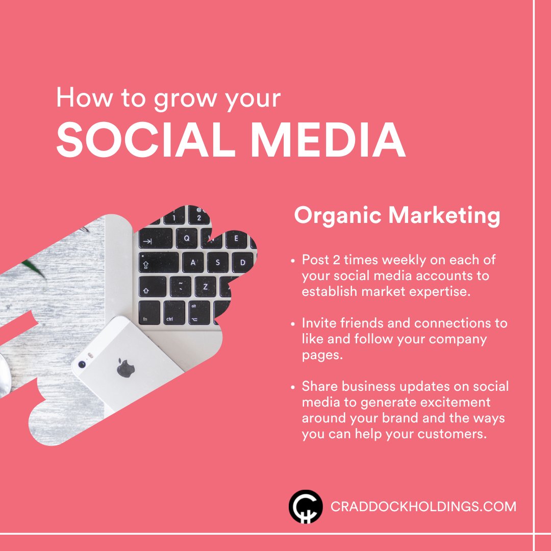 Craddock_Hldgs's tweet photo. Tips to grow your social media with an organic marketing strategy.  
#digitalmarketing     
#craddockholdings
#socialmediamarketing https://t.co/t2bFztv3pM