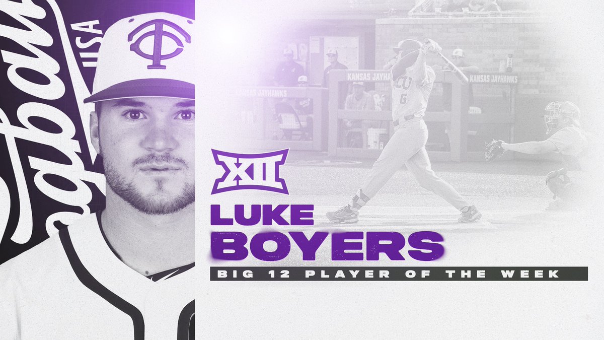 Congrats to Luke Boyers! His outstanding week at the plate has earned him Co-Big 12 Player of the Week honors! 

Luke hit .412 with 2 doubles, 1 triple and 1 home run while driving in 8!

#FrogballUSA | #GoFrogs