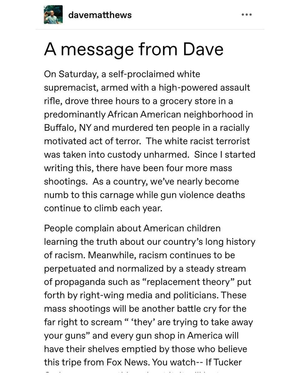 DMBGorgeCrew's tweet photo. ‘A Message from Dave’

Posted today from his Tumblr account https://t.co/I2i7QJVOQk