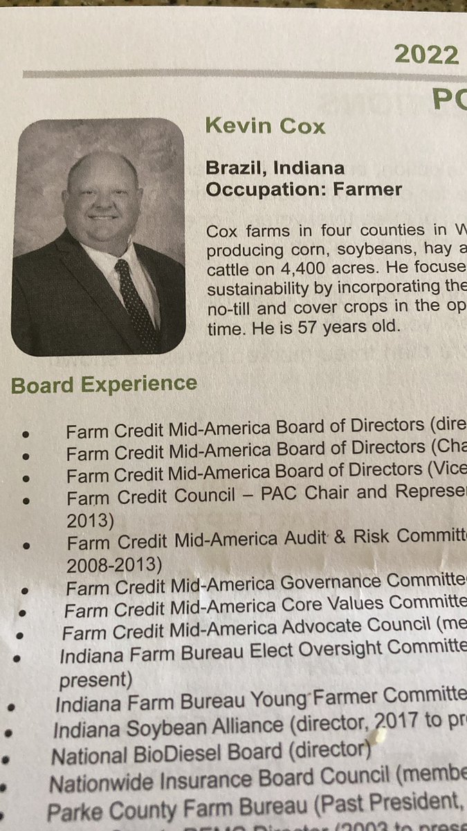 Glad to see my friend Kevin Cox back on the ballot for Farm Credit Board of Directors. I’m sure he would appreciate your vote.
