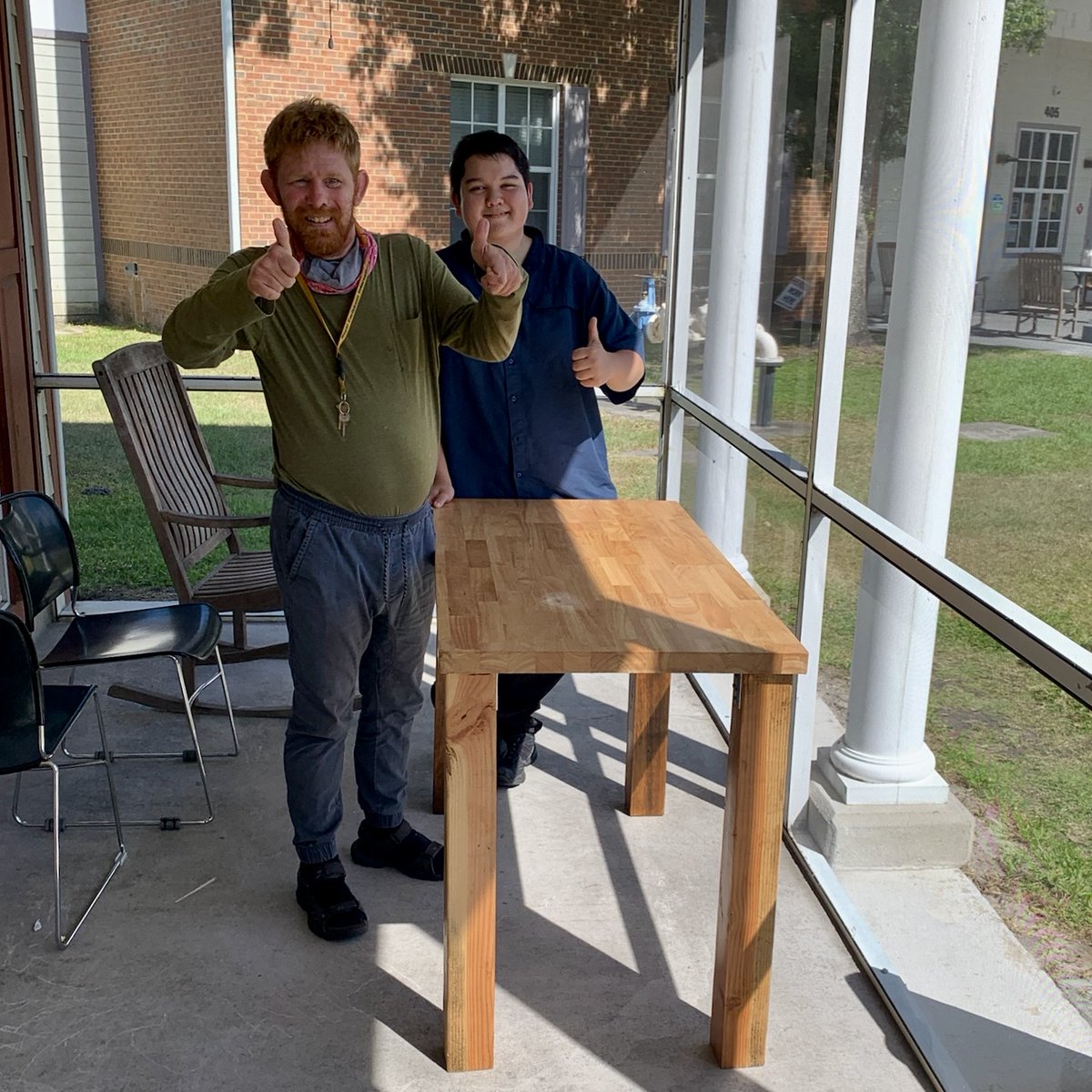 magnifyflorida's tweet photo. We love our community!  This scout from Troop 9 completed his Eagle project by building these beautiful tables for our men's villas.  Thank you for your support! https://t.co/gWA8eH86IK
