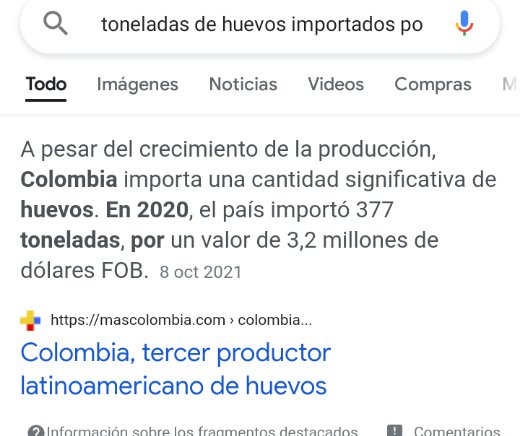 HarolNieto's tweet photo. Para los q tratan de bruta a la futura vicepresidenta de Colombia  Francia Márquez por señalar q Colombia importa huevos, no hagan más el oso, ingresé a Google y pregunté toneladas de huevos importados por CO en el 2020 y me arrojo una respuesta sorprendente #FenaviMiente https://t.co/cOCnTSVyxb