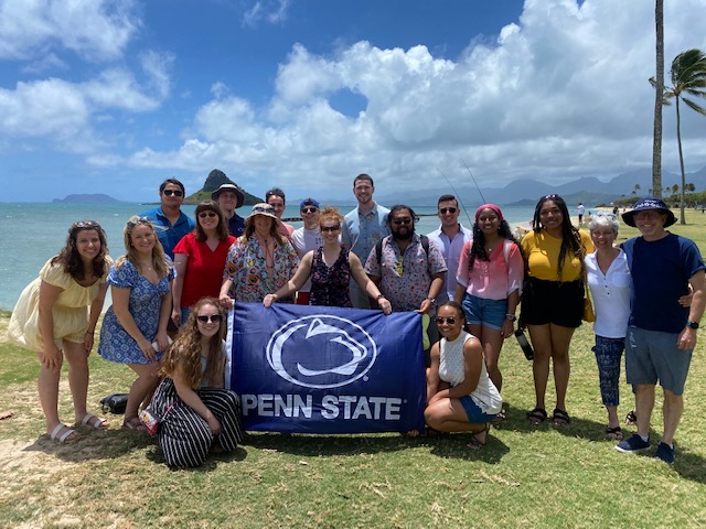 D6leadership's tweet photo. A visit to MokoliΚ»i, also known as Chinaman's Hat. And a great photo of @mccauslj and @PennStatePLA's incredible leader and Executive Director, Melissa Doberstein. #D62022 #PearlHarbor https://t.co/l9R3t2AoTj