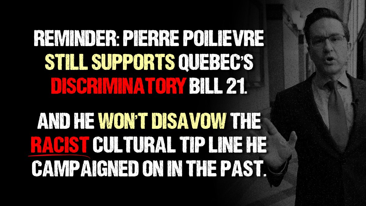 patrickbrownont's tweet photo. I'm disappointed it took Pierre Poilievre so long to denounce "white replacement theory" - and only after considerable pressure.

And questions about his other troublesome positions remain.

I have no qualms condemning all of these bad policies. Why won't Pierre?

#cdnpoli https://t.co/S9bzI5BwtZ