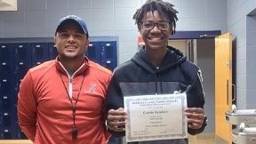 BaldwinSchools's tweet photo. Congratulations to Foley Middle School 8th Grader, Curtis Sanders, for being named All-County Basketball and pictured here with Coach Fetner !
Way to go!!
#FLYMS #basketball #baldwinproud #GoLions #1ROAR #allcounty https://t.co/TwpoVAiFpd