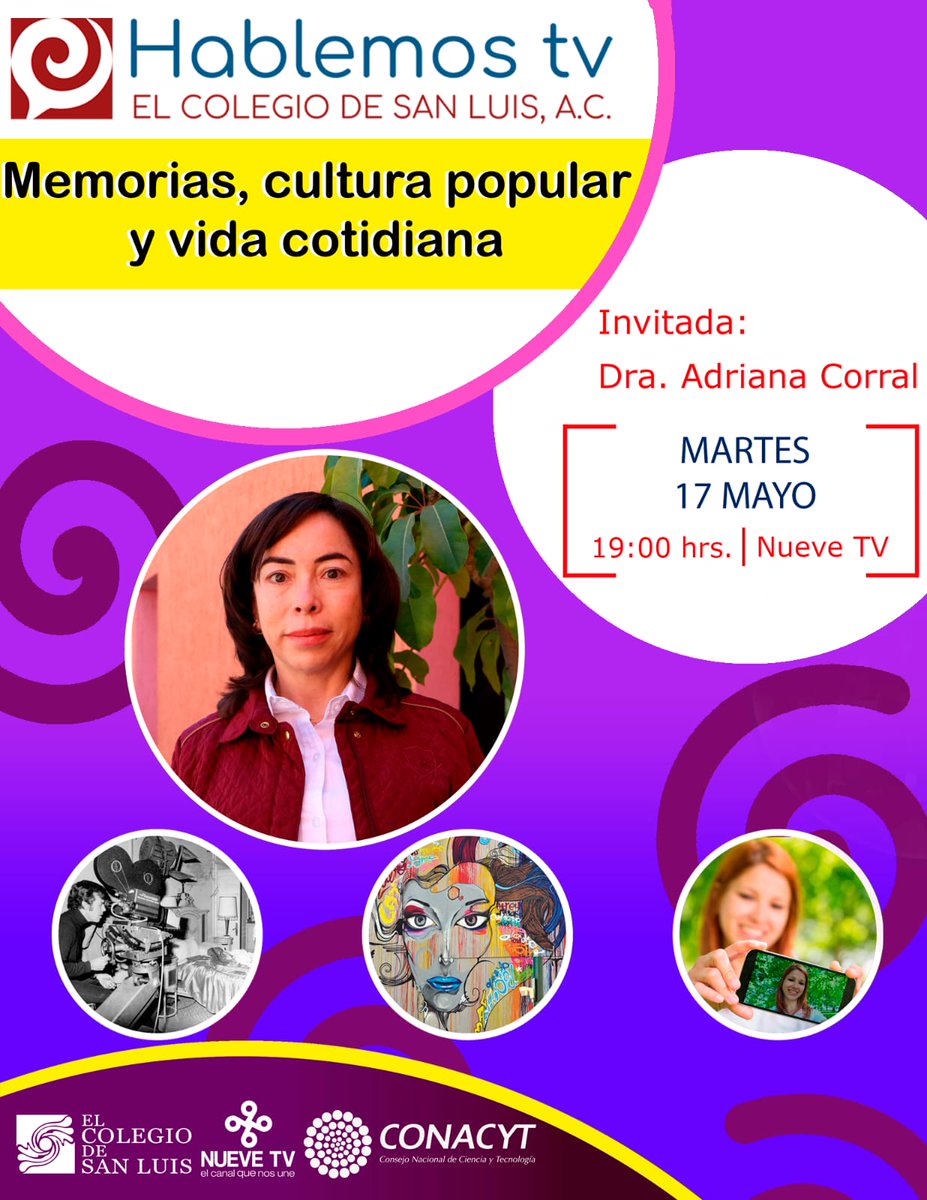 Nuevetvdigital's tweet photo. 📺 Como cada #martes te esperamos en #HablemosTV, una producción en colaboración con El Colegio de San Luis, A.C.
✅ La Dra. Adriana Corral nos hablará sobre "Memorias, cultura popular y vida cotidiana.
📺¡Somos 𝔼𝕝 𝕔𝕒𝕟𝕒𝕝 𝕕𝕖𝕝 𝕠𝕣𝕘𝕦𝕝𝕝𝕠 𝕡𝕠𝕥𝕠𝕤𝕚𝕟𝕠! https://t.co/dVeiXXW1rq
