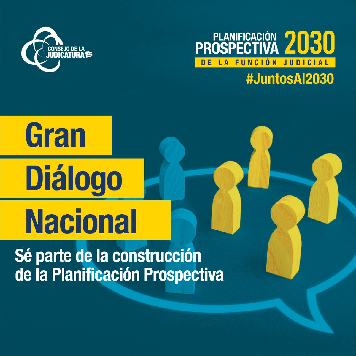 CJudicaturaEc's tweet photo. El Gran Diálogo Nacional inició.

Sé parte de la construcción de la Planificación Prospectiva de la #FunciónJudicial 2030 y comparte tus propuestas para lograr la justicia que todos anhelamos en el siguiente link ▶️ https://t.co/zU76gQeQV5

#JuntosAl2030 https://t.co/38EHqSjHYm