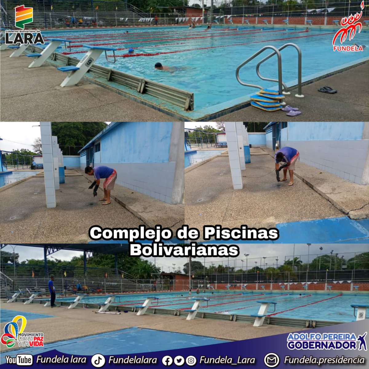 #16May | Se realiza en el 𝐂𝐨𝐦𝐩𝐥𝐞𝐣𝐨 𝐝𝐞 𝐏𝐢𝐬𝐜𝐢𝐧𝐚𝐬 𝐁𝐨𝐥𝐢𝐯𝐚𝐫𝐢𝐚𝐧𝐚𝐬 el desagüe de las cañerías así como el mantenimiento diario de las piscinas.
<a href="/AdolfoP_Oficial/">Adolfo Pereira Gobernador</a> 
<a href="/gobiernodelara/">gobiernodelara</a> 
<a href="/NicolasMaduro/">Nicolás Maduro</a> 
<a href="/gestionperfecta/">Carmen Meléndez</a> 
.#FUNDELAEnMovimiento