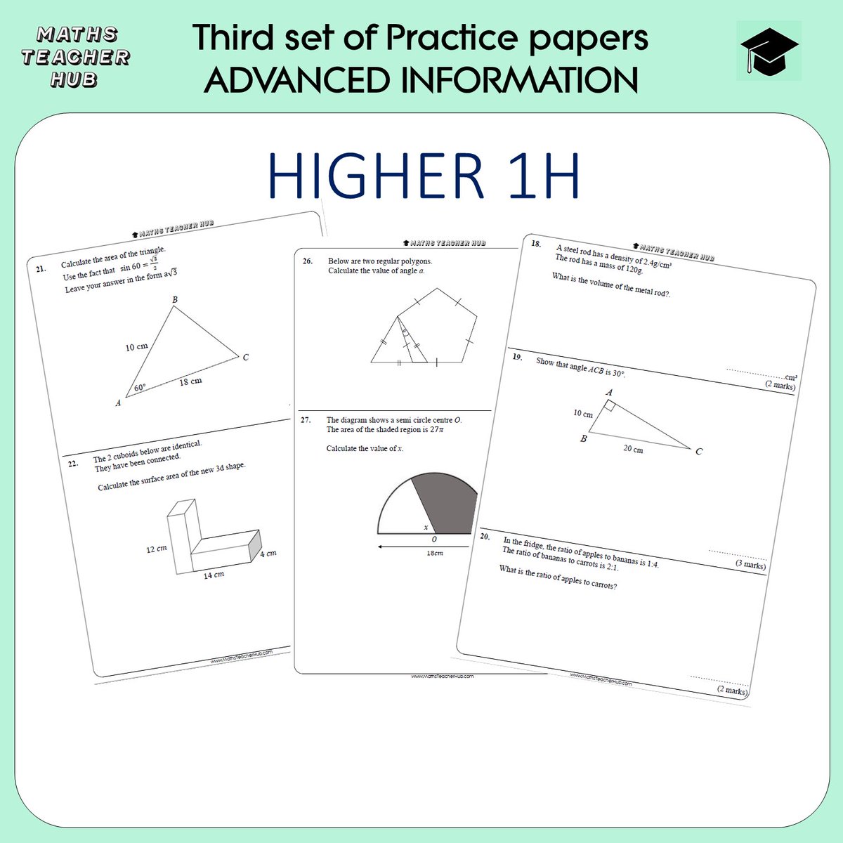 MathsTeacherHub's tweet photo. Another practice paper? 🧾
Go on then, all members can download them straight from the website however they are also available at https://t.co/15kpYXj2nO
All worked examples ready for the final push. #advancedinformation #gcsemaths #mathsteacher #mathstutor https://t.co/SbxujHemx2
