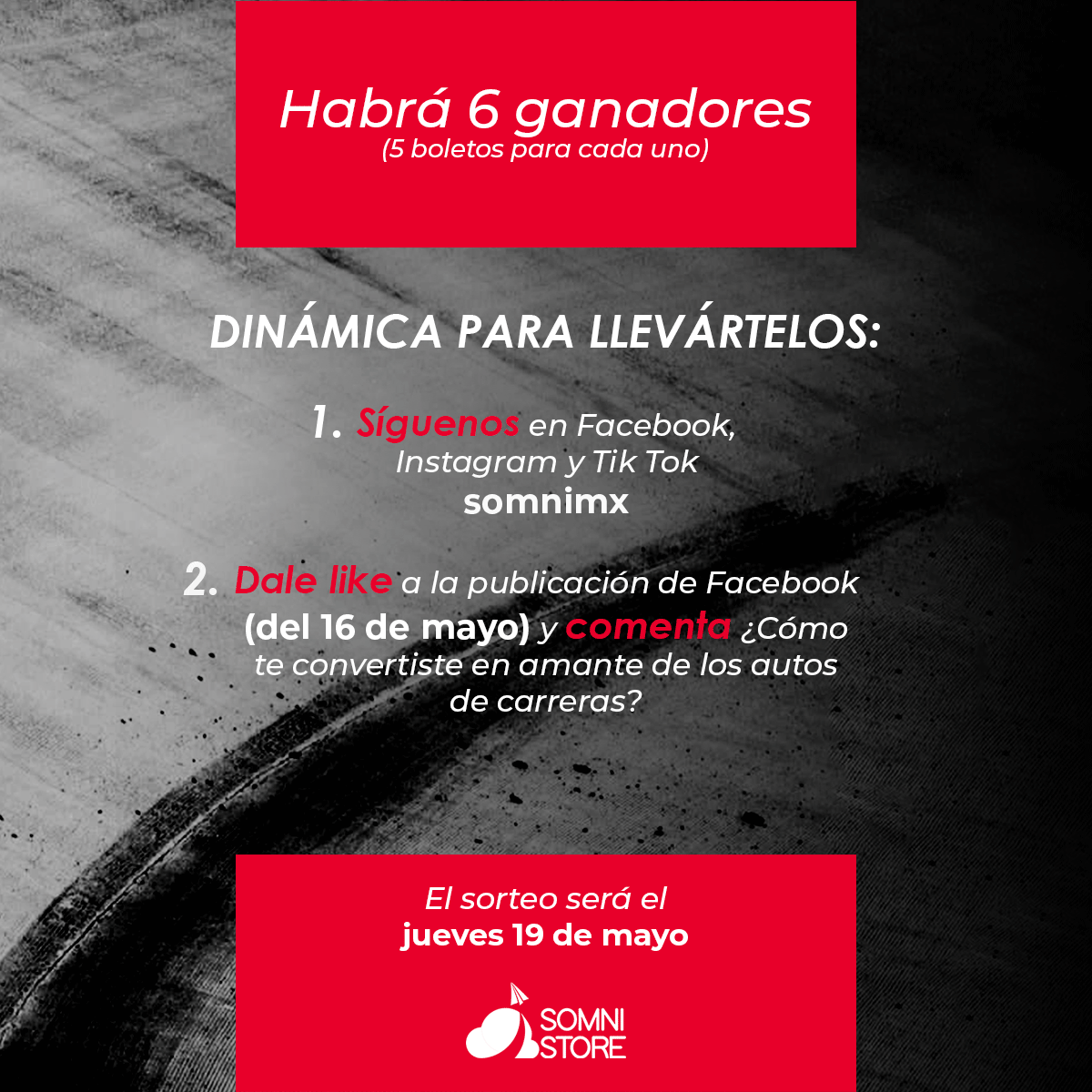 SomniMX's tweet photo. Somni te regala boletos para que asistas a la Super Copa 2022 este domingo 22 de mayo en el OAM de Aguascalientes. Síguenos en nuestras redes sociales (encuéntranos como somnimx) y entérate de la dinámica. 
#Supercopamex #Supercopa2022 #AmamosLaVelocidad #oam #carrerasdeautos https://t.co/D2MNKdV3o8