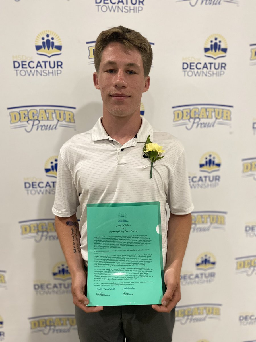 Proud of this guy again! He received a scholarship from the DTSA in memory of Amy Brown Aguayo. Cannot wait to see your growth next year at ISU!#decaturproud