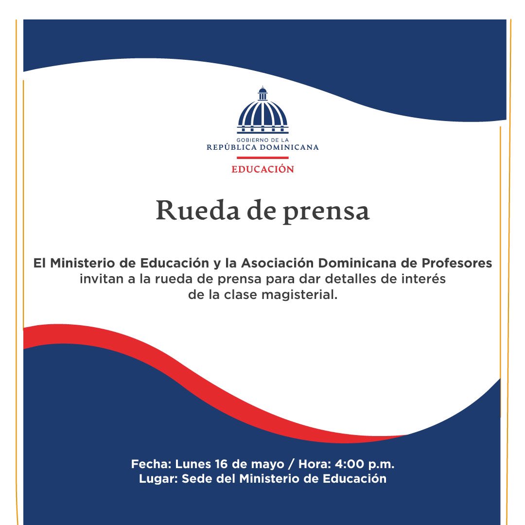 EducacionRDo's tweet photo. Atentos a nuestras redes sociales para conocer todos los detalles. 📄 https://t.co/lPln39Hm6J