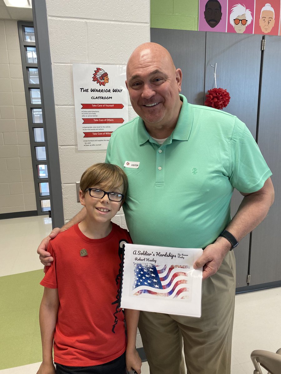 Students celebrating their project with their veteran at Willowville. ⁦<a href="/WestCler/">West Clermont Schools</a>⁩