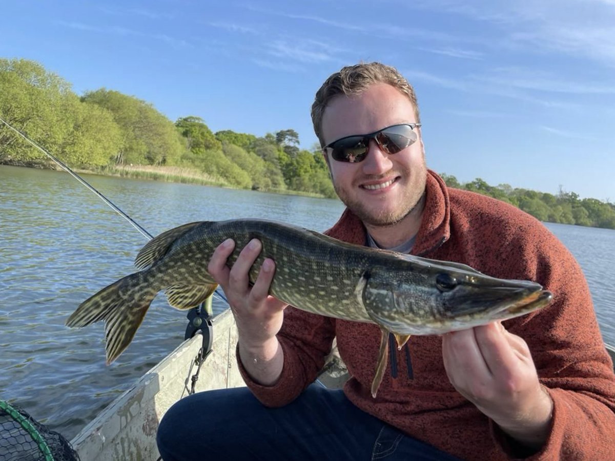 Had a great day guiding the winner of my @WildTroutTrust #WTTauction on Saturday. Jack caught his first pike on the fly and as an added bonus it was on a topwater popper pattern, dry fly fishing on steroids!