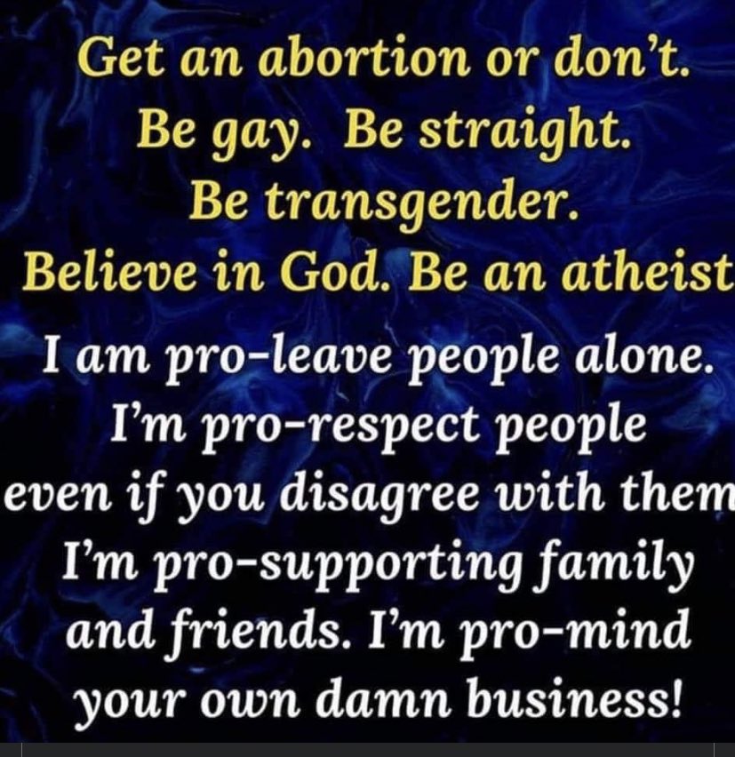 amygolucky69's tweet image. I am pro #prorespect  #proHuman #proeveryonehasachoice #promylifeismylife. You do you and I’ll do me, it’s not that hard and doesn’t need to be debated on……