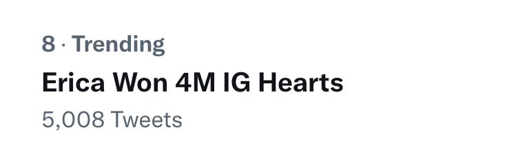 feisty_princes's tweet photo. 5K yay! 

ERICA WON 4M IG HEARTS https://t.co/kdcuLz2RY7