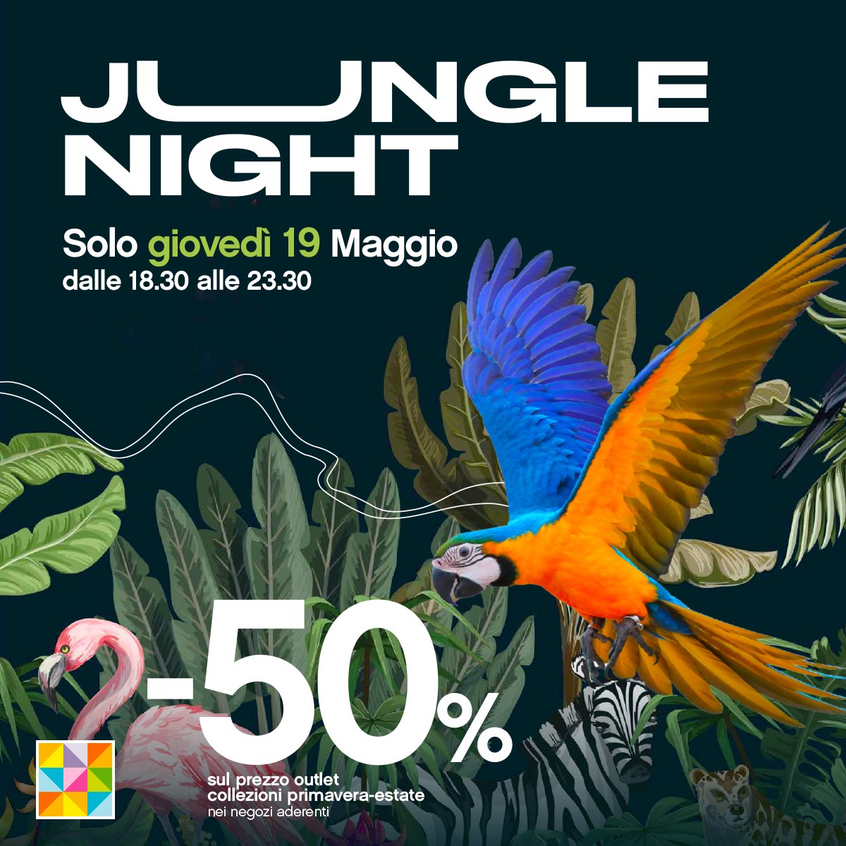 _thestyleoutlet's tweet photo. E’ tornata la #JungleNight! Il 19 maggio dalle 18.30 alle 23.30 goditi una serata di shopping scontato: -50% sul prezzo outlet, in tutti i negozi aderenti! 

E non è tutto… djset e happy hour a soli 6€! https://t.co/xrPAiVl2Du