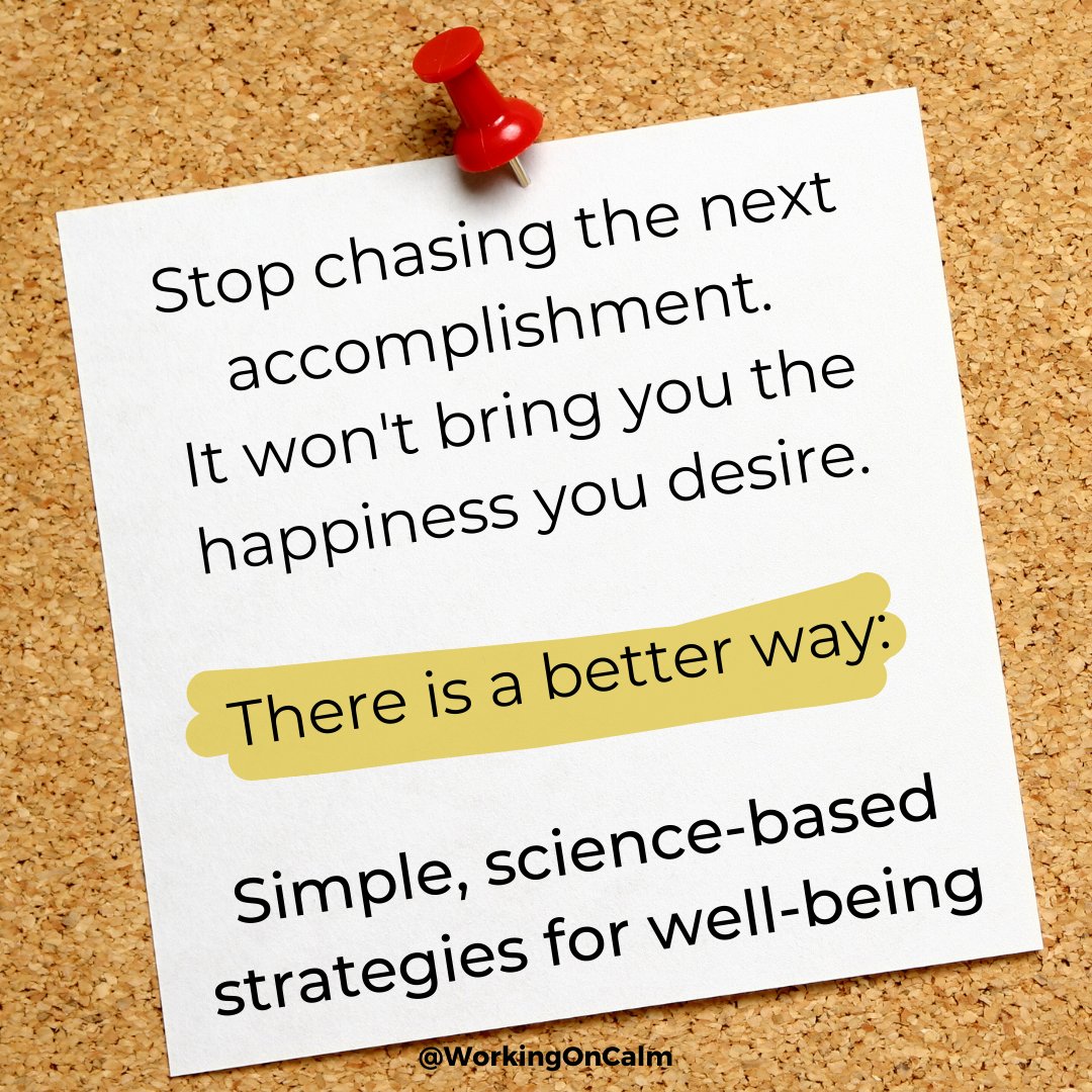 WorkingOnCalm's tweet image. My accomplishments didn't lead to happiness. 

Accomplish a goal? Move on to the next!

I was burned out, anxious, and stressed. That's when I decided to work on me. 

It had nothing to do with successes and everything to do with self-care. 

#selfcareishealthcare