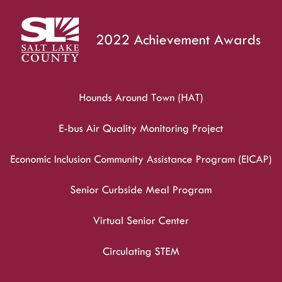Salt Lake County on Twitter "Six county programs won national awards