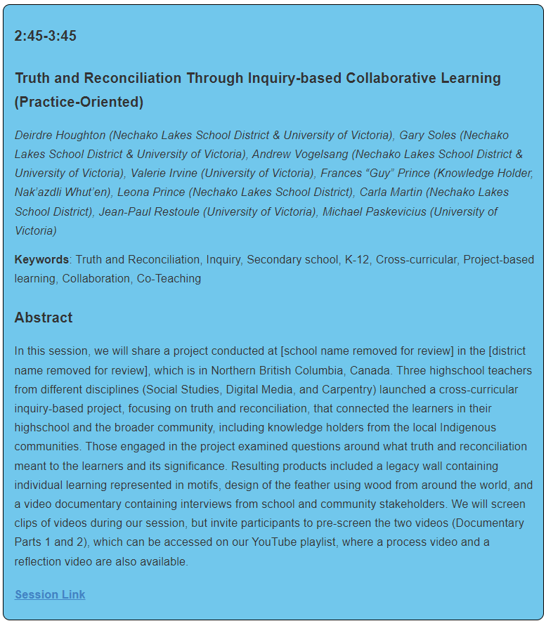 otessa_org's tweet photo. Joining #OTESSA22 Regular Session
Monday on May 16 2:45pm -3:45pm EDT in Parallel Session 2.1:
Truth and Reconciliation Through Inquiry-based Collaborative Learning
https://t.co/JHb7wqd03j
#OTESSA22 #congressh #EdTech #Collaborativelearning https://t.co/2N9HHkhL4G