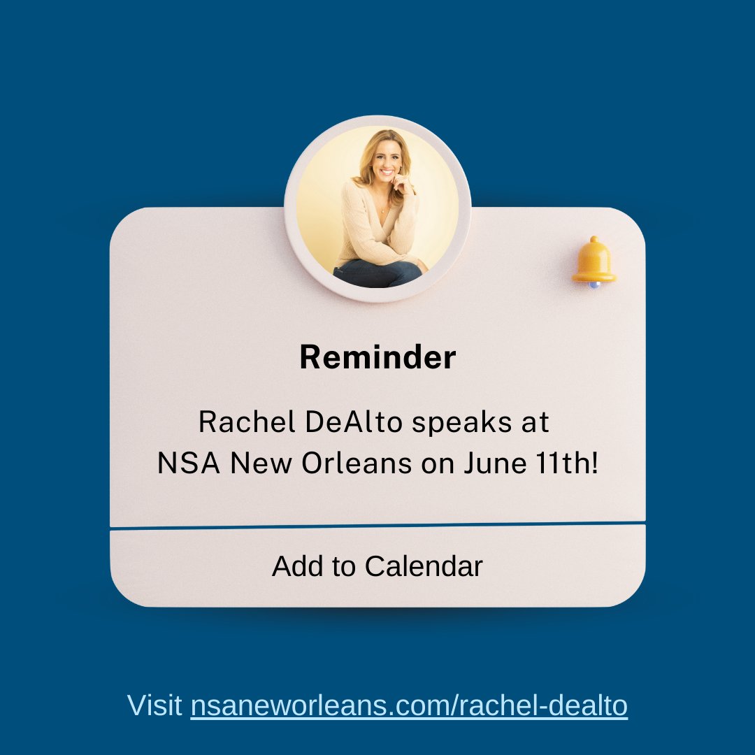 NSA_NewOrleans's tweet photo. What if we used our social superpowers to become more relatable, a better colleague, &amp; a more successful speaker?

Join us on 6/11 for: Fearlessly Relatable: How to Build Confident Client Relationships, Referrals, and Revenue with @RachelDeAlto 

https://t.co/JIvhJPto2w

#nola https://t.co/T989eTYTvd