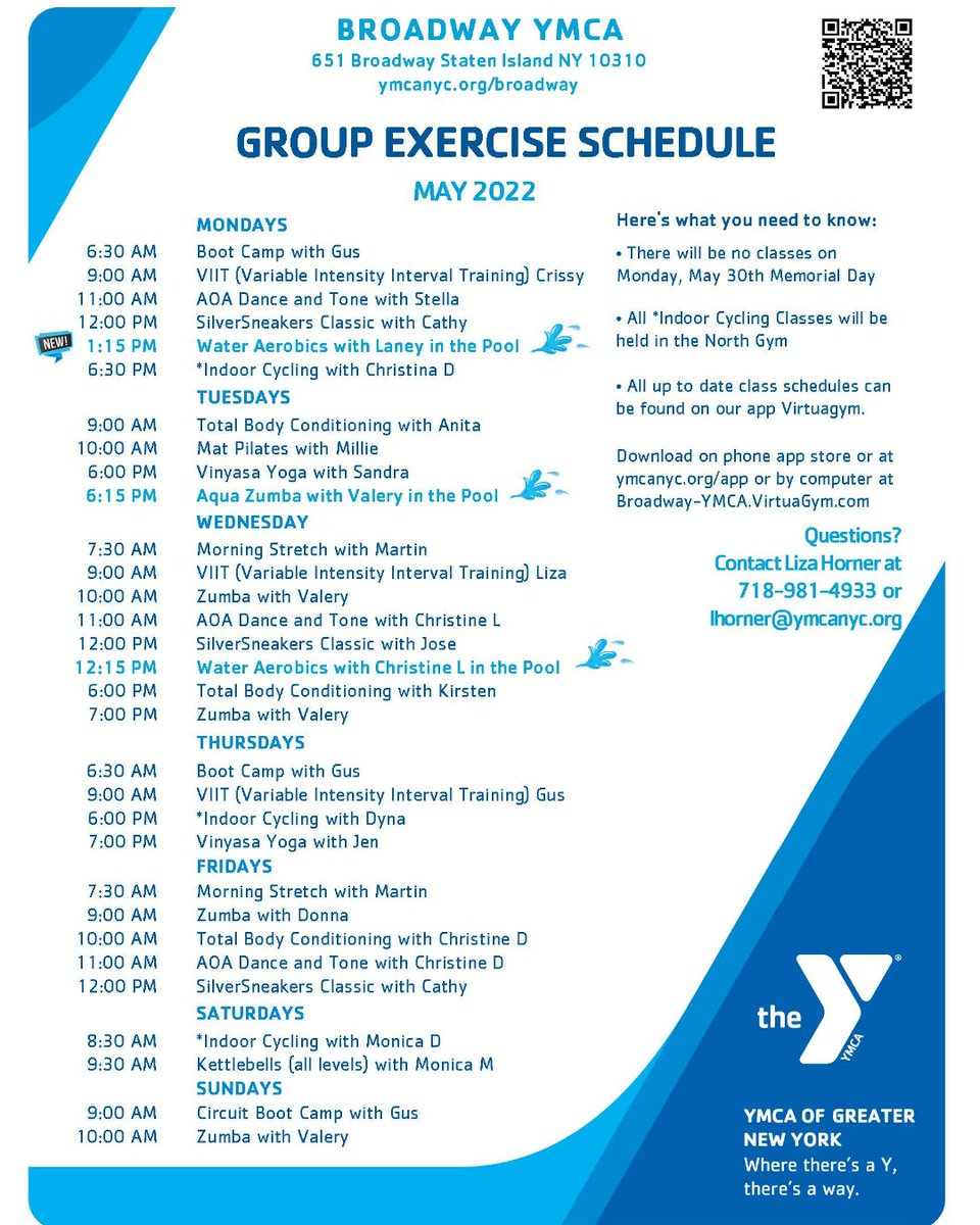 Don't miss your favorite class! Here is our Group Exercise Schedule! Check out our mobile app for more information.