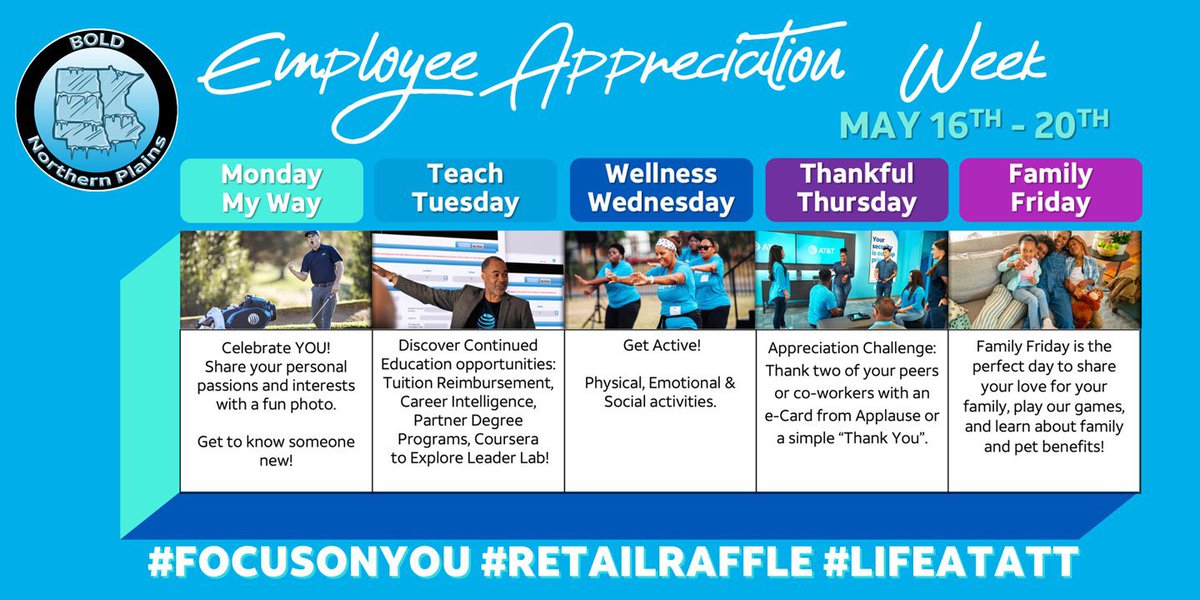 It’s Employee Appreciation week May 16th-20th! Today we celebrate YOU on Monday My Way.

Drawings will be held for a chance to win some exciting prizes. To enter, share relevant content each day using the hashtags #FocusOnYou &amp; #RetailRaffle.